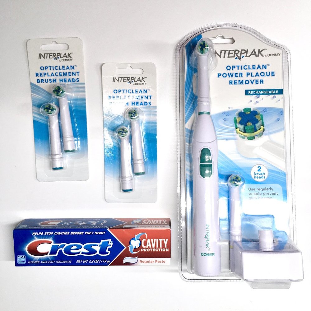 New Interplak Electric ToothBrush Set OptiClean Cordless Rechargeable Power RTGX